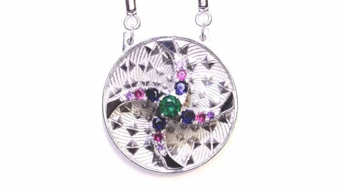 4 Leg Wave silver Natural Emerald Moldavite Lab Emerald front
